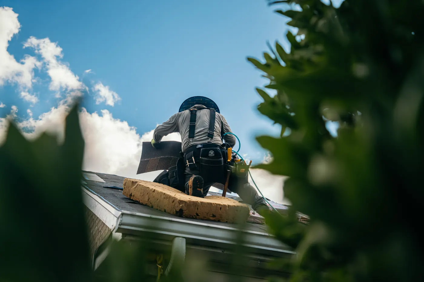 Tarping and dry-in on a Asherwood commercial roof